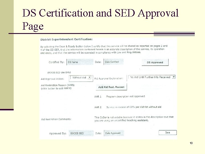DS Certification and SED Approval Page 10 