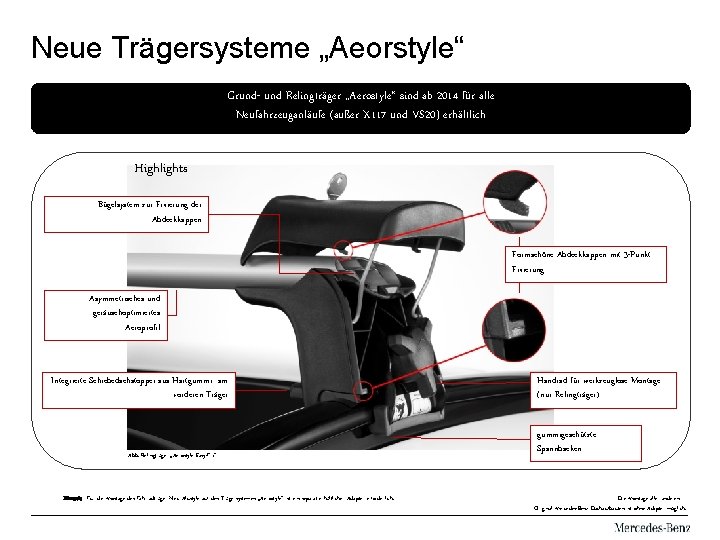 Neue Trägersysteme „Aeorstyle“ Grund- und Relingträger „Aerostyle“ sind ab 2014 für alle Neufahrzeuganläufe (außer