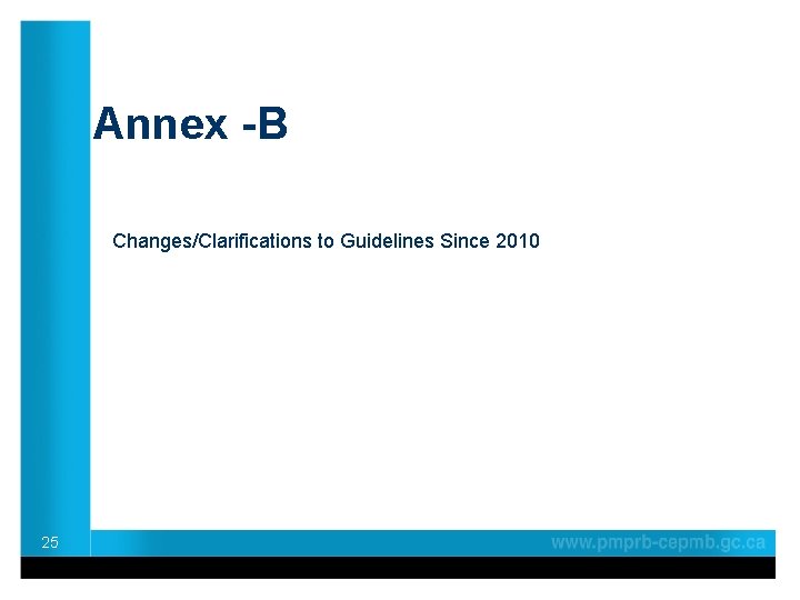 Annex -B Changes/Clarifications to Guidelines Since 2010 25 
