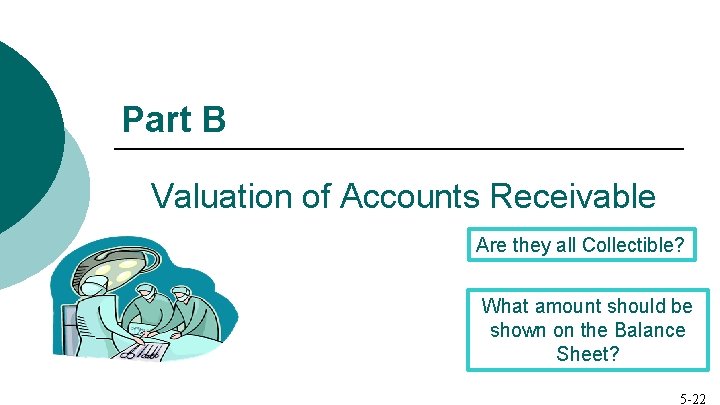 Part B Valuation of Accounts Receivable Are they all Collectible? What amount should be