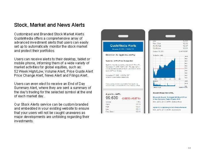 Stock, Market and News Alerts Customized and Branded Stock Market Alerts Quote. Media offers