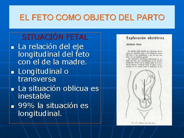 EL FETO COMO OBJETO DEL PARTO n n SITUACIÓN FETAL La relación del eje