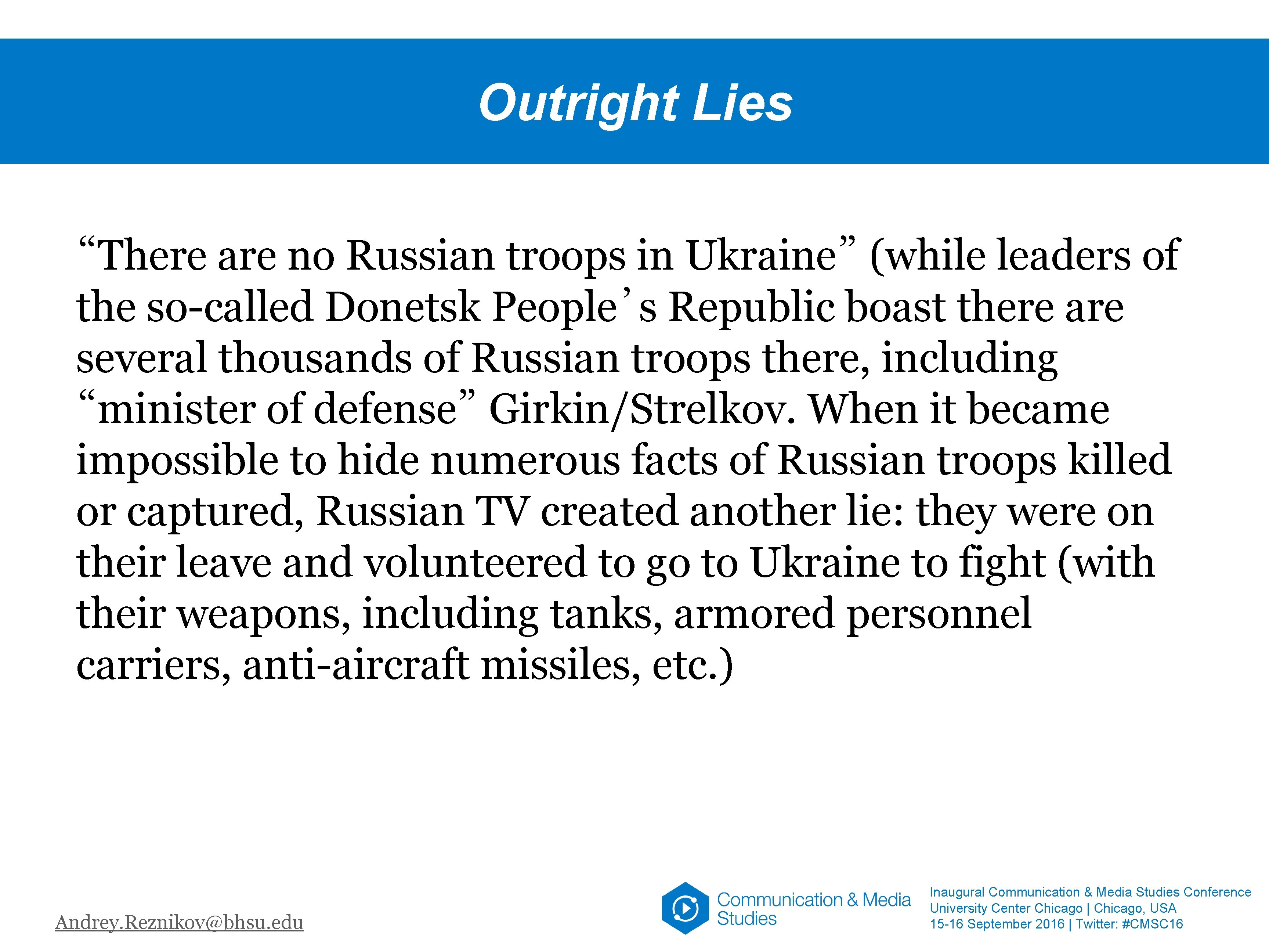 Outright Lies “There are no Russian troops in Ukraine” (while leaders of the so-called