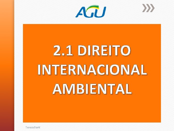 2. 1 DIREITO INTERNACIONAL AMBIENTAL Teresa Barki 