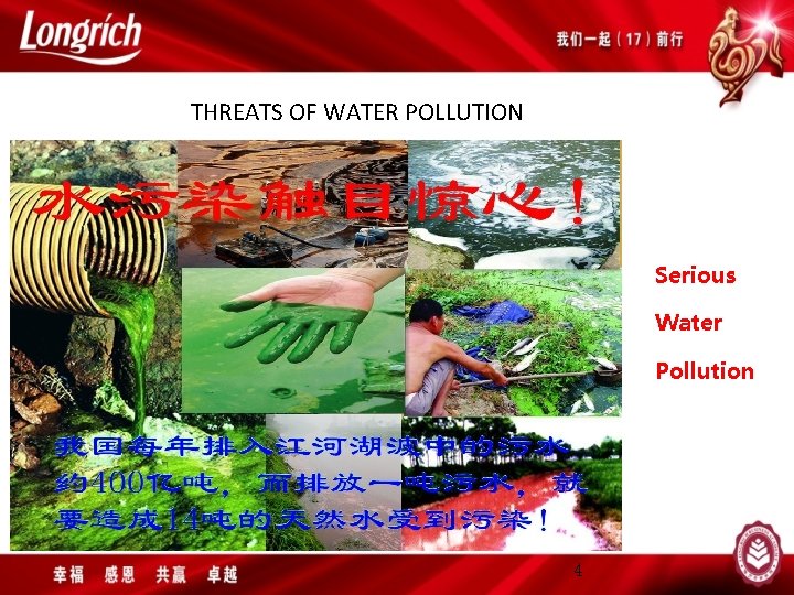 THREATS OF WATER POLLUTION Serious Water Pollution 4 