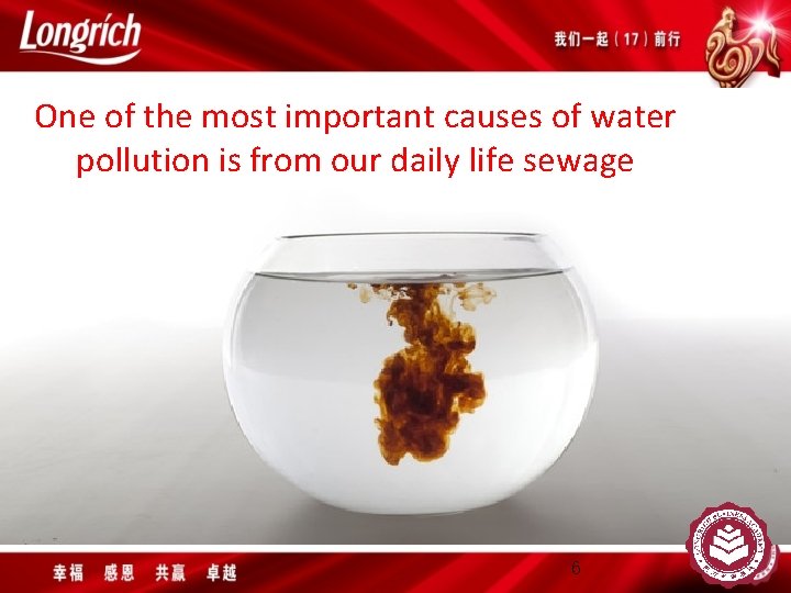 One of the most important causes of water pollution is from our daily life