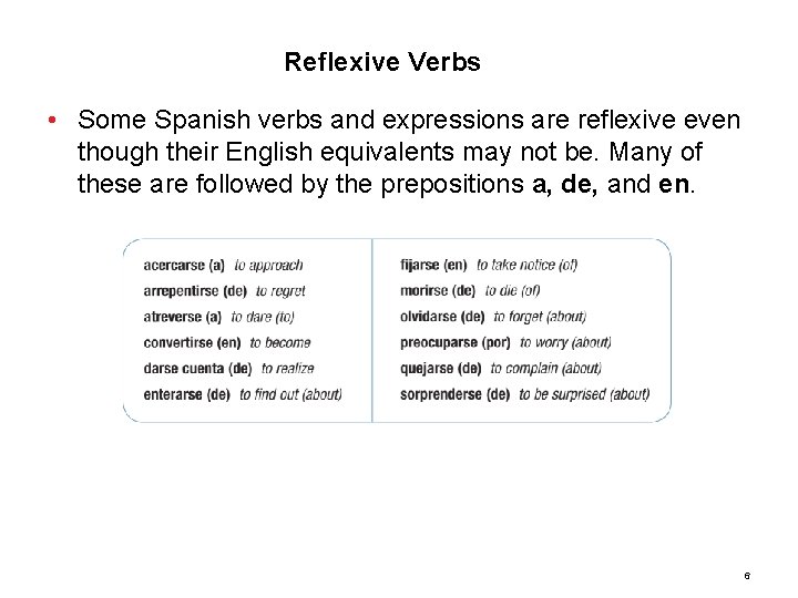 4. 2 Reflexive Verbs • Some Spanish verbs and expressions are reflexive even though
