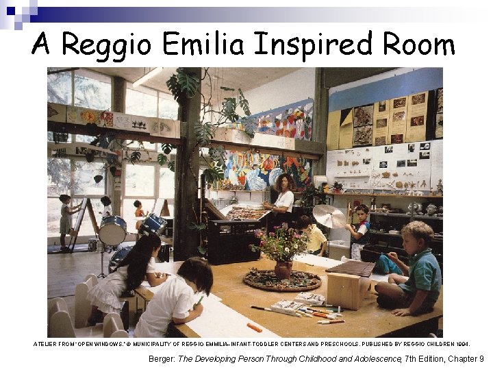 A Reggio Emilia Inspired Room ATELIER FROM “OPEN WINDOWS, ” © MUNICIPALITY OF REGGIO-EMMILIA–INFANT-TODDLER