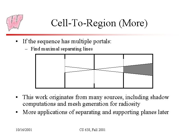 Cell-To-Region (More) • If the sequence has multiple portals: – Find maximal separating lines