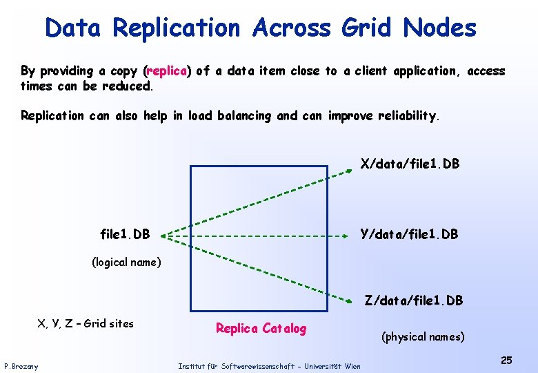 Data Replication Across Grid Nodes By providing a copy (replica) of a data item