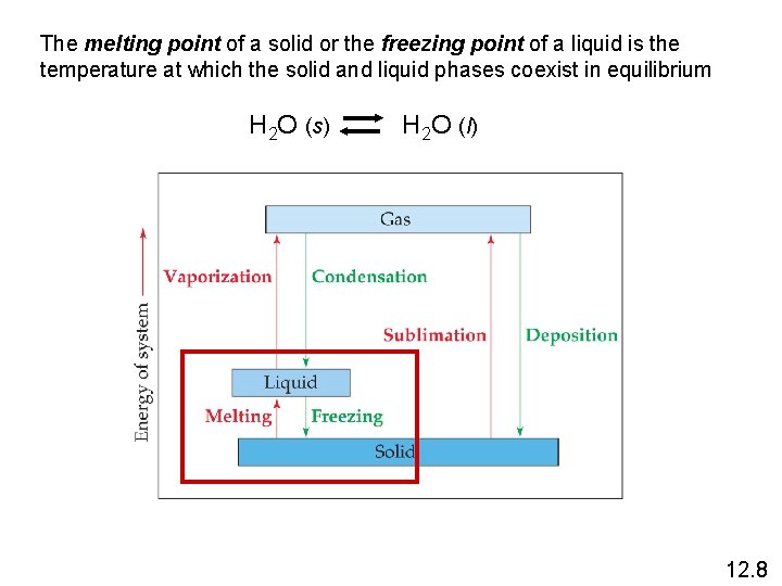 The melting point of a solid or the freezing point of a liquid is