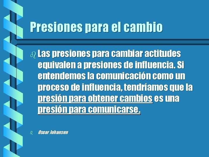 Presiones para el cambio b Las presiones para cambiar actitudes equivalen a presiones de