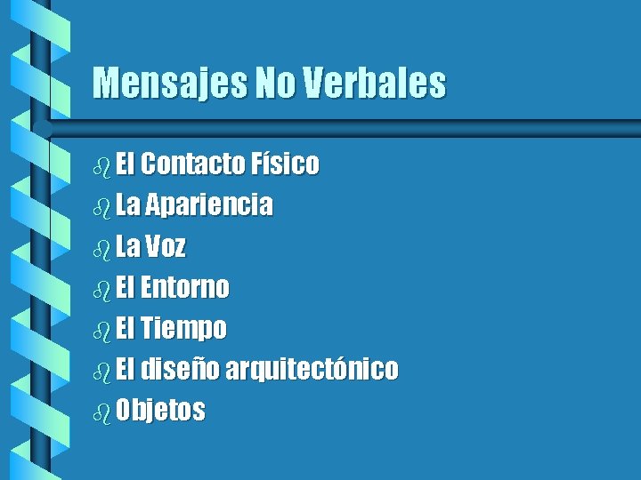 Mensajes No Verbales b El Contacto Físico b La Apariencia b La Voz b