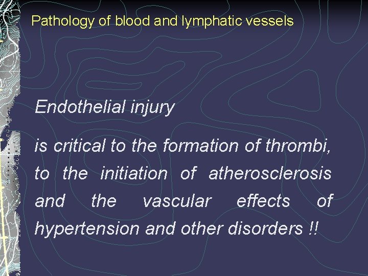 Pathology of blood and lymphatic vessels Endothelial injury is critical to the formation of