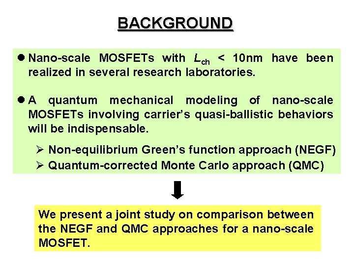 BACKGROUND l Nano-scale MOSFETs with Lch < 10 nm have been realized in several