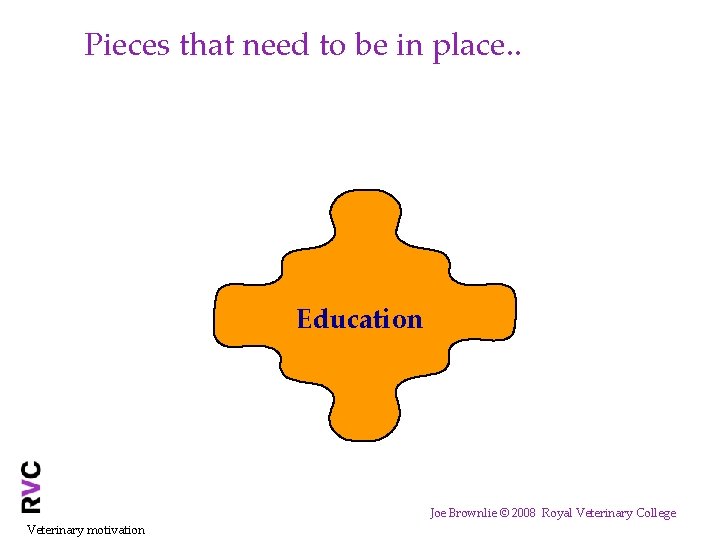 Pieces that need to be in place. . Education Joe Brownlie © 2008 Royal