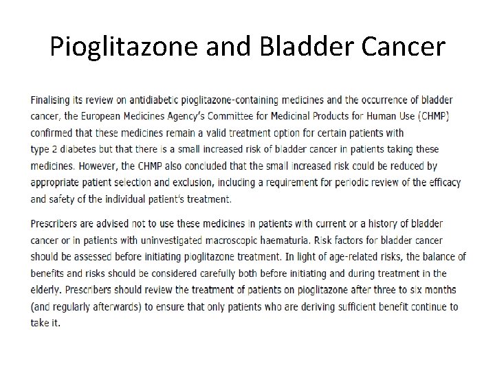 Pioglitazone and Bladder Cancer 