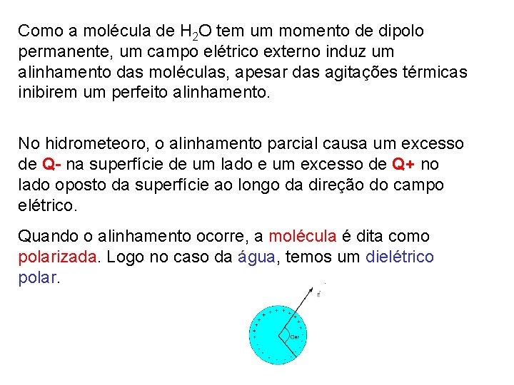 Como a molécula de H 2 O tem um momento de dipolo permanente, um