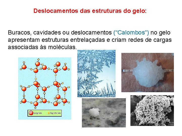 Deslocamentos das estruturas do gelo: Buracos, cavidades ou deslocamentos (“Calombos”) no gelo apresentam estruturas