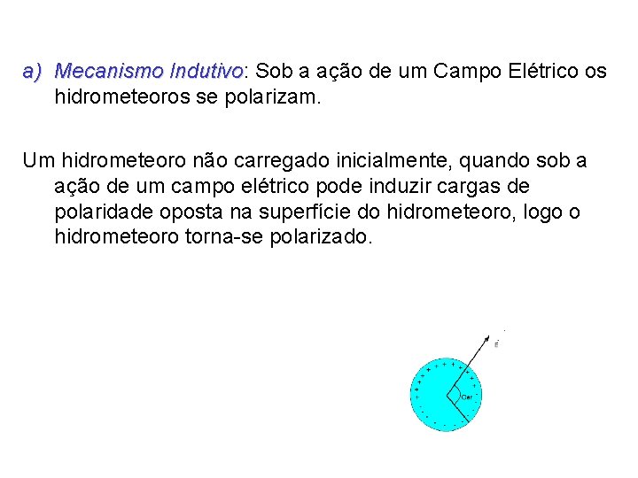  a) Mecanismo Indutivo: Sob a ação de um Campo Elétrico os Indutivo hidrometeoros