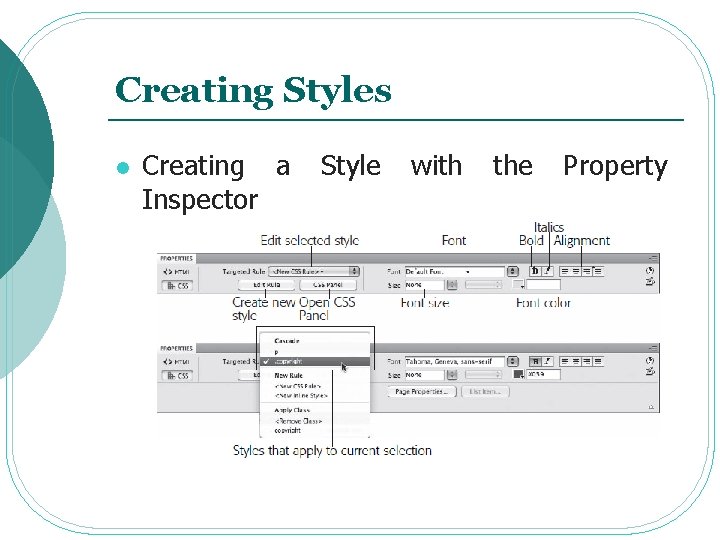 Creating Styles l Creating a Inspector Style with the Property 