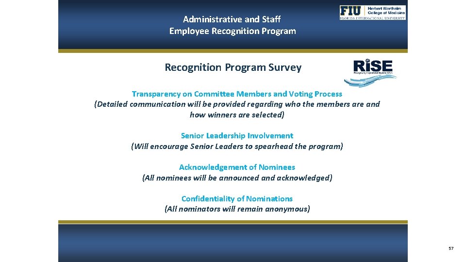 Administrative and Staff Employee Recognition Program Survey Transparency on Committee Members and Voting Process