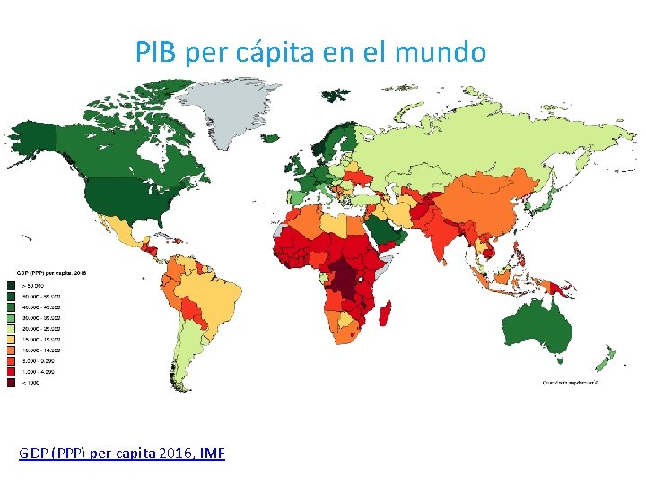 PIB per cápita en el mundo GDP (PPP) per capita 2016, IMF 