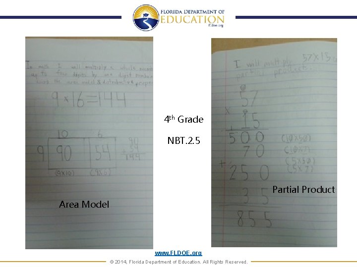 4 th Grade NBT. 2. 5 Partial Product Area Model www. FLDOE. org ©