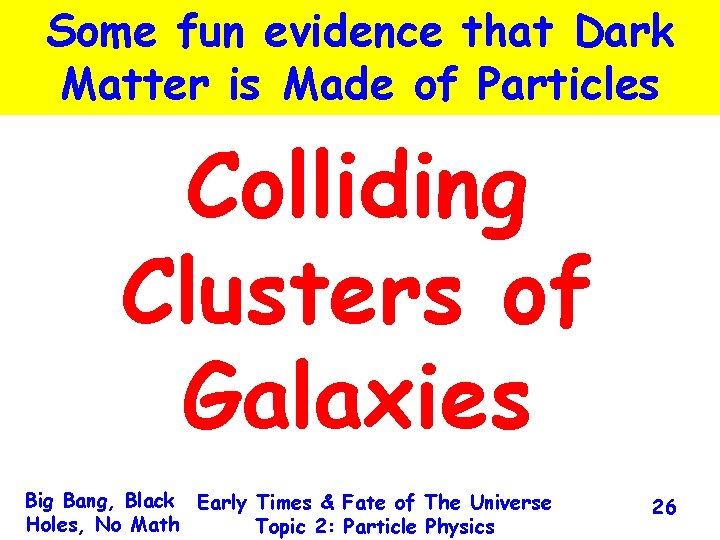 Some fun evidence that Dark Matter is Made of Particles Colliding Clusters of Galaxies