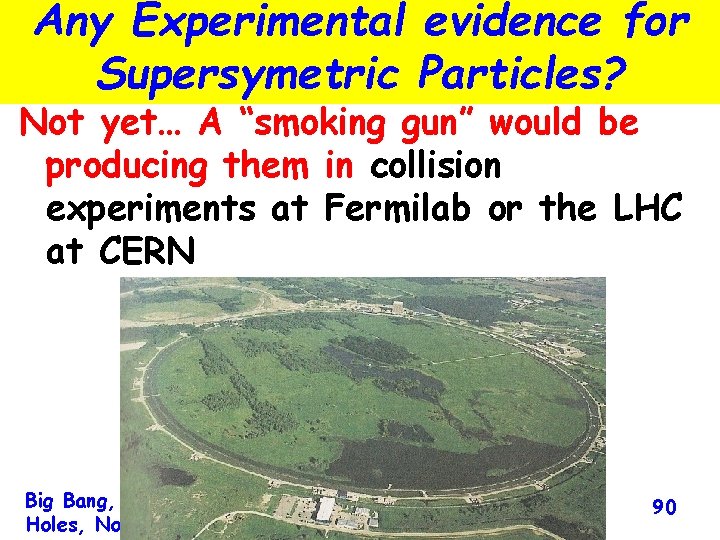 Any Experimental evidence for Supersymetric Particles? Not yet… A “smoking gun” would be producing