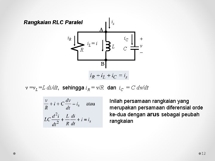 is Rangkaian RLC Paralel A i. R R i. C i. L = i