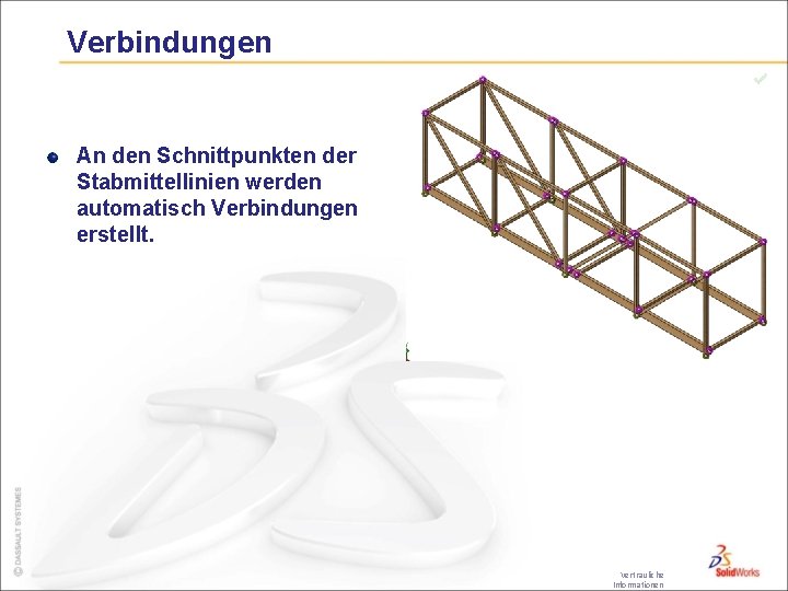 Verbindungen An den Schnittpunkten der Stabmittellinien werden automatisch Verbindungen erstellt. Vertrauliche Informationen 