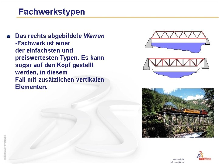 Fachwerkstypen Das rechts abgebildete Warren -Fachwerk ist einer der einfachsten und preiswertesten Typen. Es