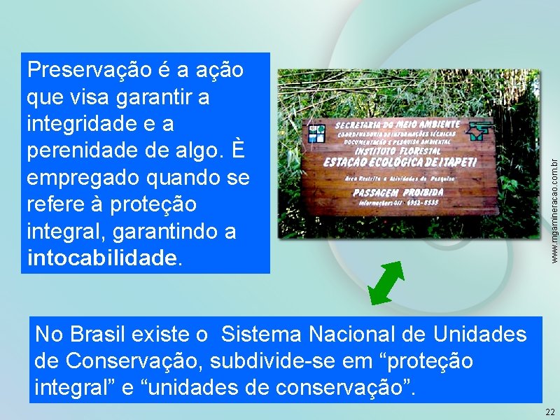 www. mgamineracao. com. br Preservação é a ação que visa garantir a integridade e