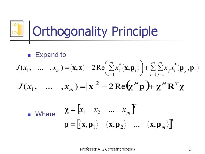 AGC DSP Hilbert Spaces Linear Transformations and Least