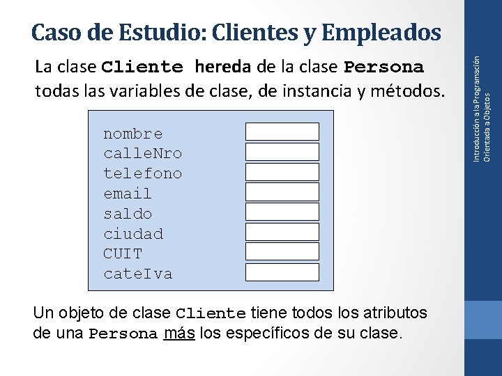 La clase Cliente hereda de la clase Persona todas las variables de clase, de