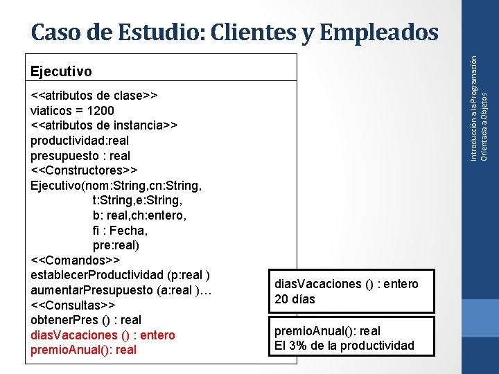 Introducción a la Programación Orientada a Objetos Caso de Estudio: Clientes y Empleados Ejecutivo