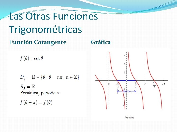 Las Otras Funciones Trigonométricas Función Cotangente Gráfica 