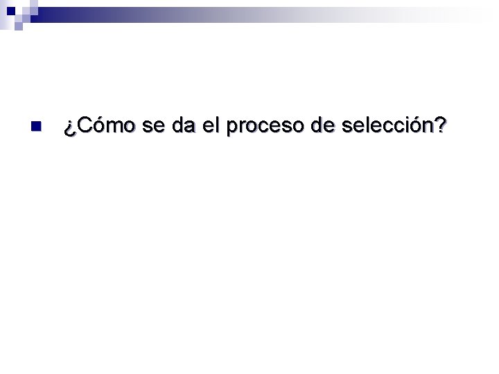 n ¿Cómo se da el proceso de selección? 