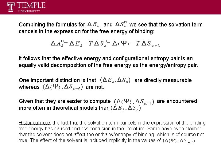 Combining the formulas for and we see that the solvation term cancels in the