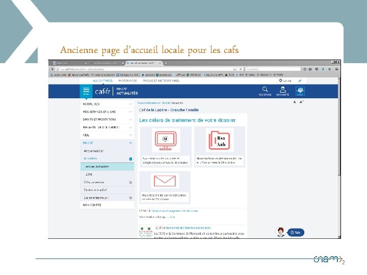 Ancienne page d’accueil locale pour les cafs 2 