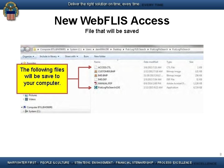 Deliver the right solution on time, every time New Web. FLIS Access File that