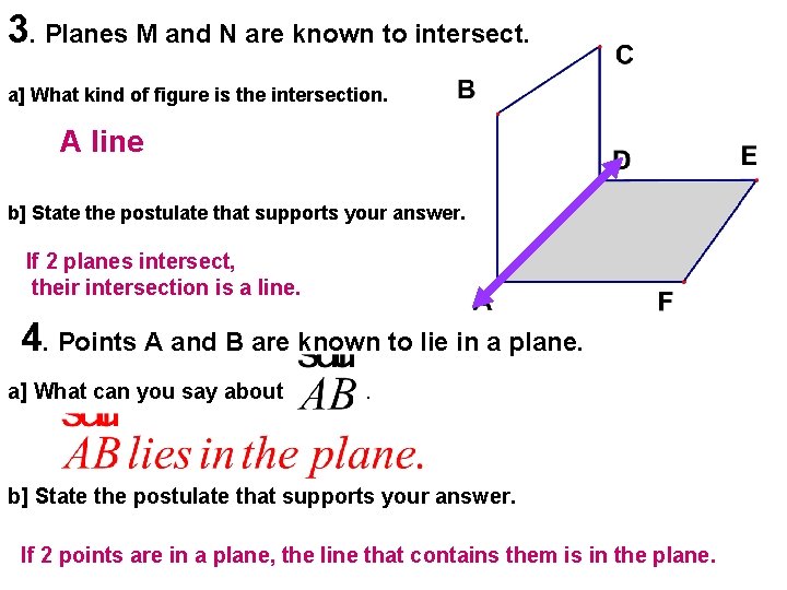 3. Planes M and N are known to intersect. a] What kind of figure