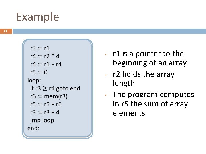 Example 21 • • • r 1 is a pointer to the beginning of