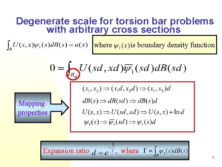 Degenerate scale for torsion bar problems with arbitrary cross sections where is boundary density