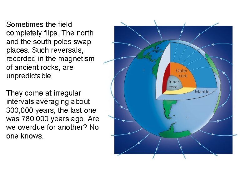 Sometimes the field completely flips. The north and the south poles swap places. Such