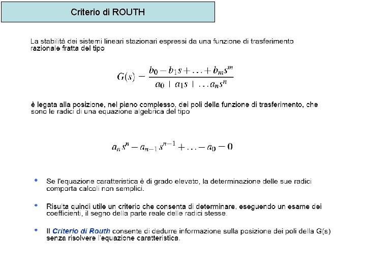 Criterio di ROUTH 