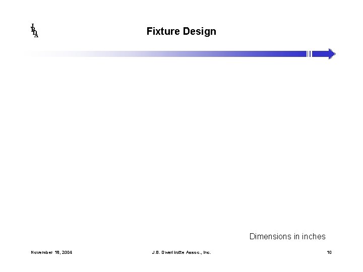 J B DA Fixture Design Dimensions in inches November 18, 2004 J. B. Dwerlkotte