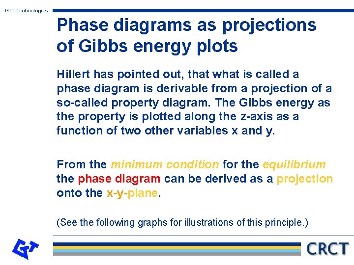 GTT-Technologies Phase diagrams as projections of Gibbs energy plots Hillert has pointed out, that