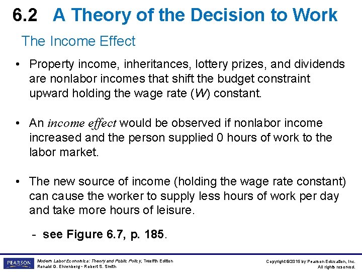 6. 2 A Theory of the Decision to Work The Income Effect • Property